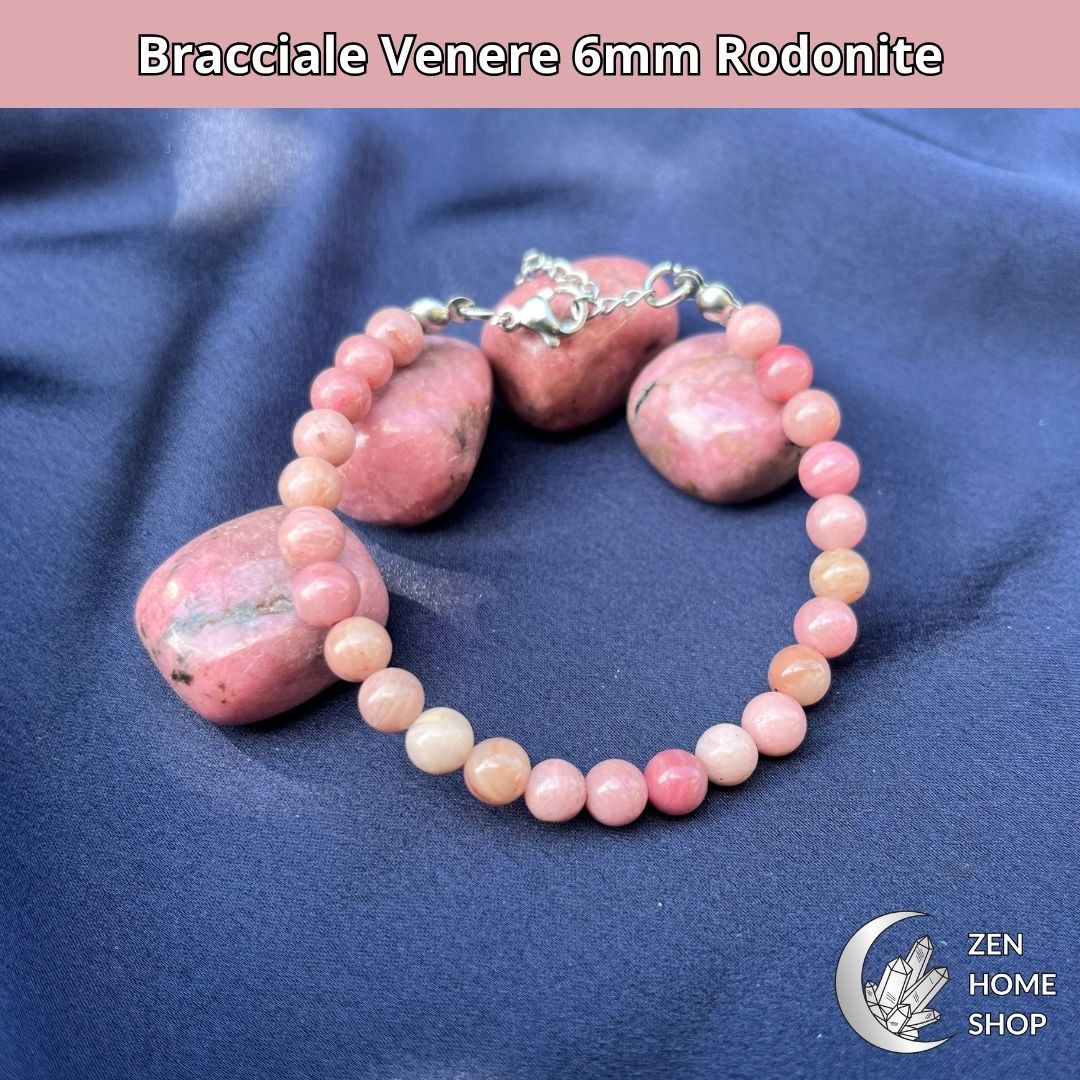 Bracciale Venere con pietre naturali Rodonite da 6 mm - Zen Home