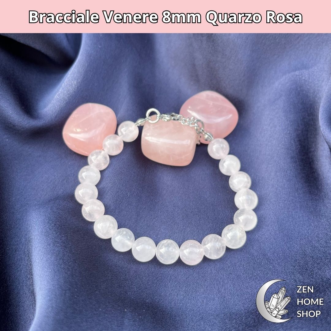 Bracciale Venere da 8 mm - QUARZO ROSA - Zen Home