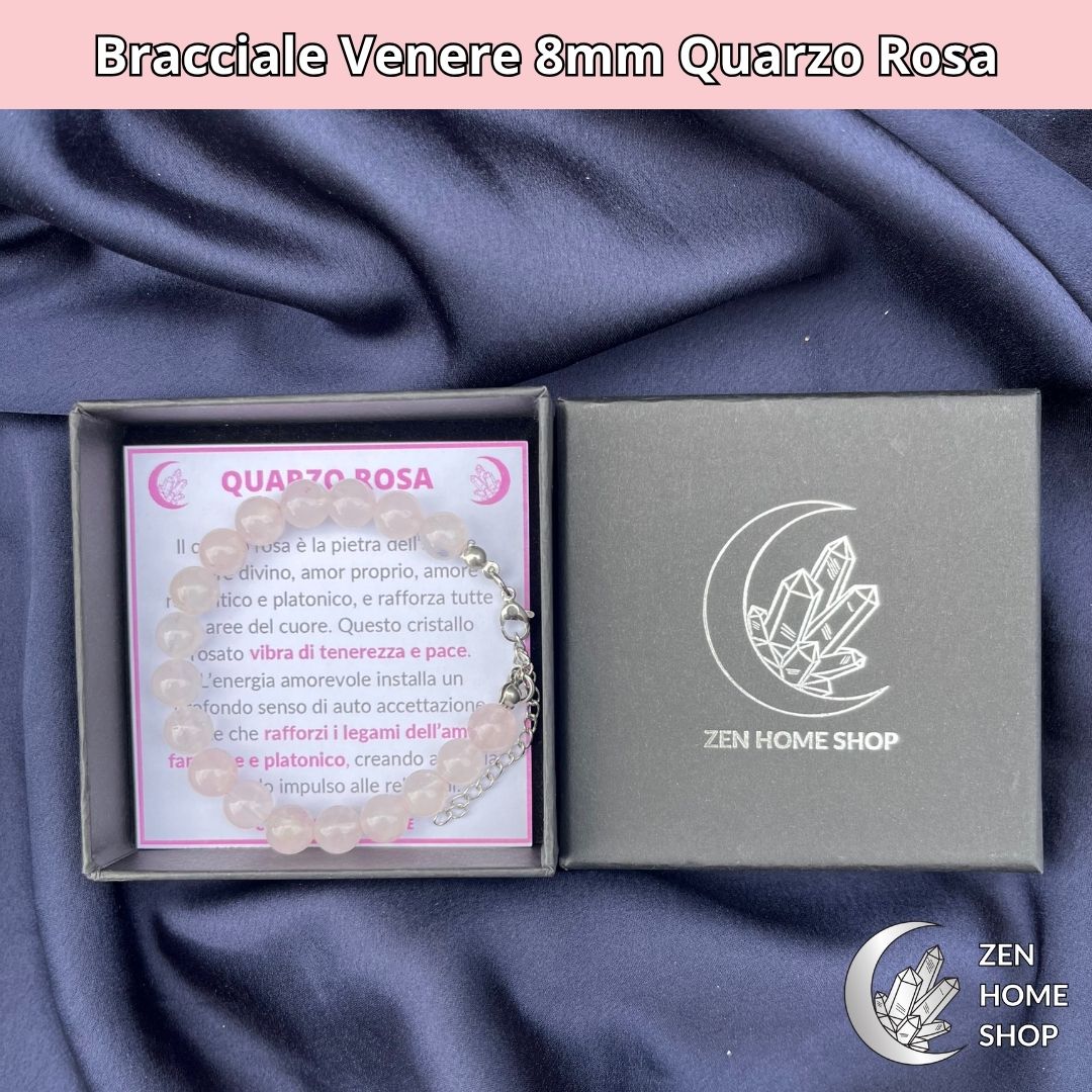 Bracciale Venere da 8 mm - QUARZO ROSA - Zen Home
