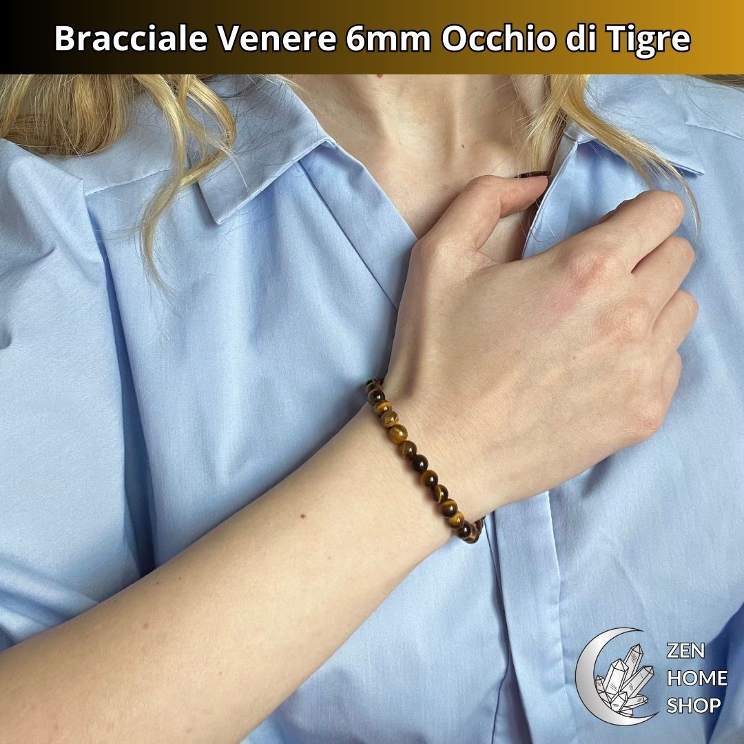 Bracciale Venere Occhio di Tigre con pietre naturali da 6 mm - Zen Home