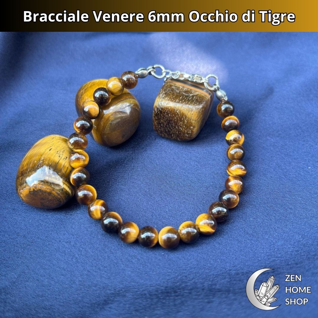 Bracciale Venere Occhio di Tigre con pietre naturali da 6 mm - Zen Home