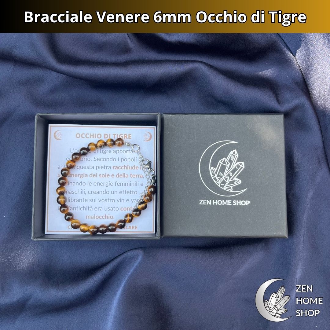 Bracciale Venere Occhio di Tigre con pietre naturali da 6 mm - Zen Home