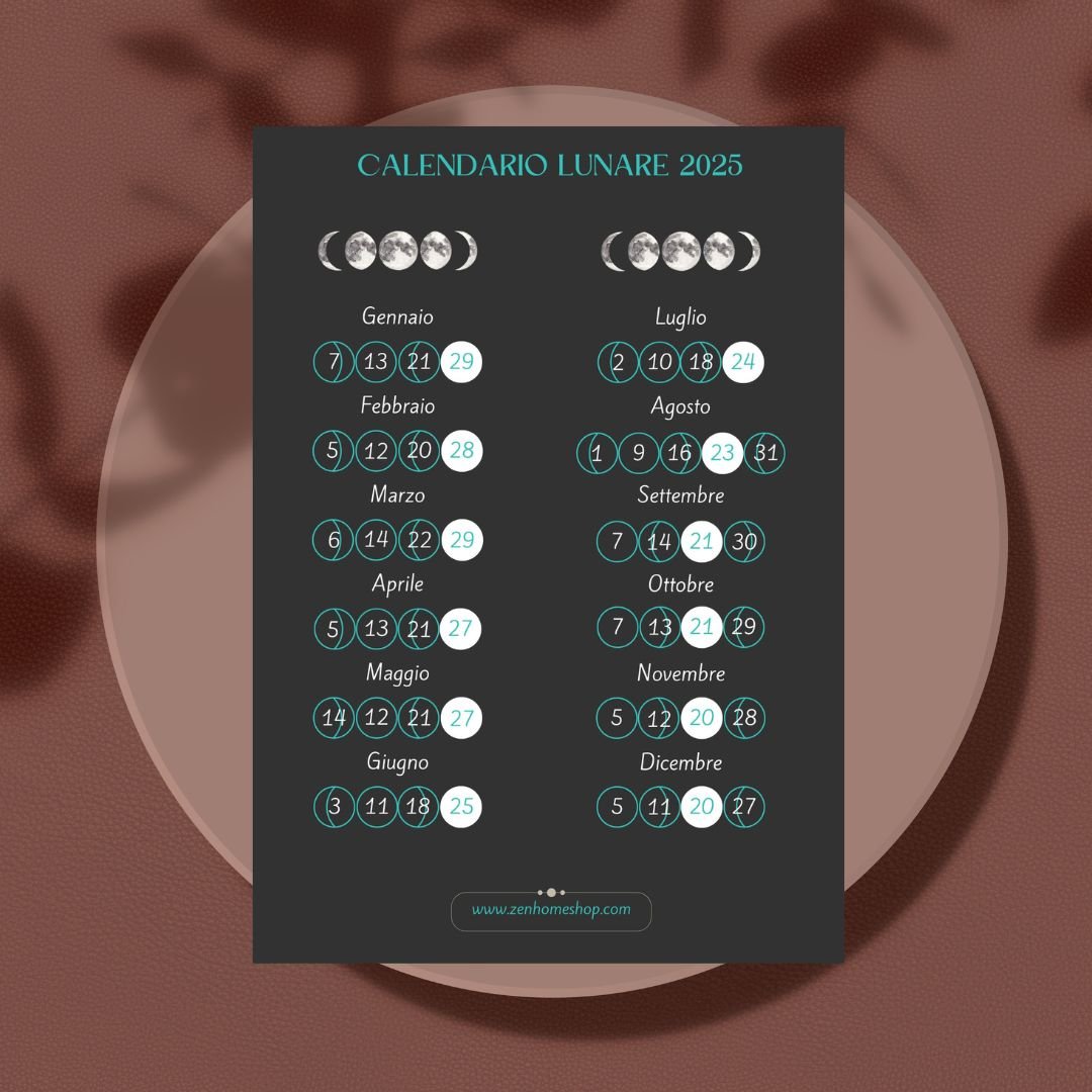 Calendario Lunare 2025 per ricarica delle pietre - Zen Home