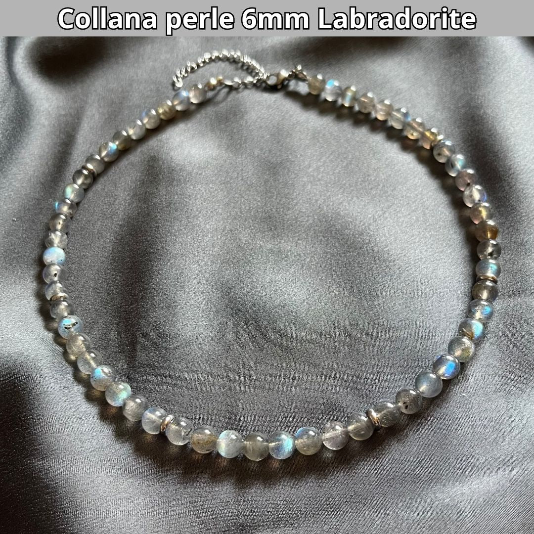 Collana con perle naturali Labradorite da 6 mm - Zen Home
