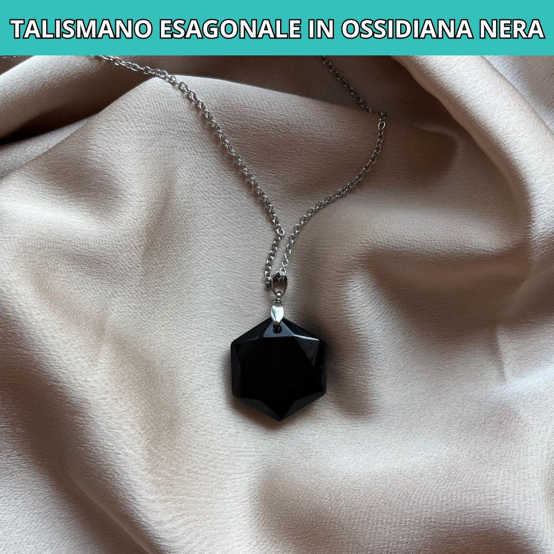 Collana con Talismano esagonale in ossidiana nera - Zen Home
