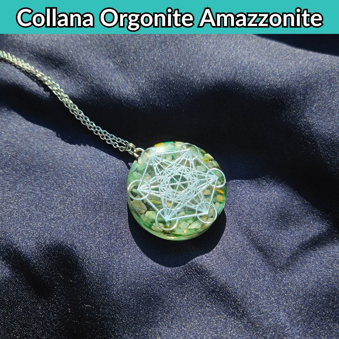 Collana Orgonite con pietra naturale di amazzonite e Metatron - Zen Home