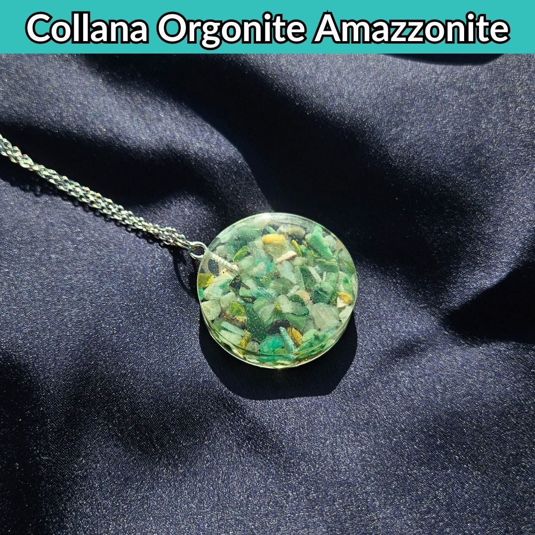 Collana Orgonite con pietra naturale di amazzonite e Metatron - Zen Home