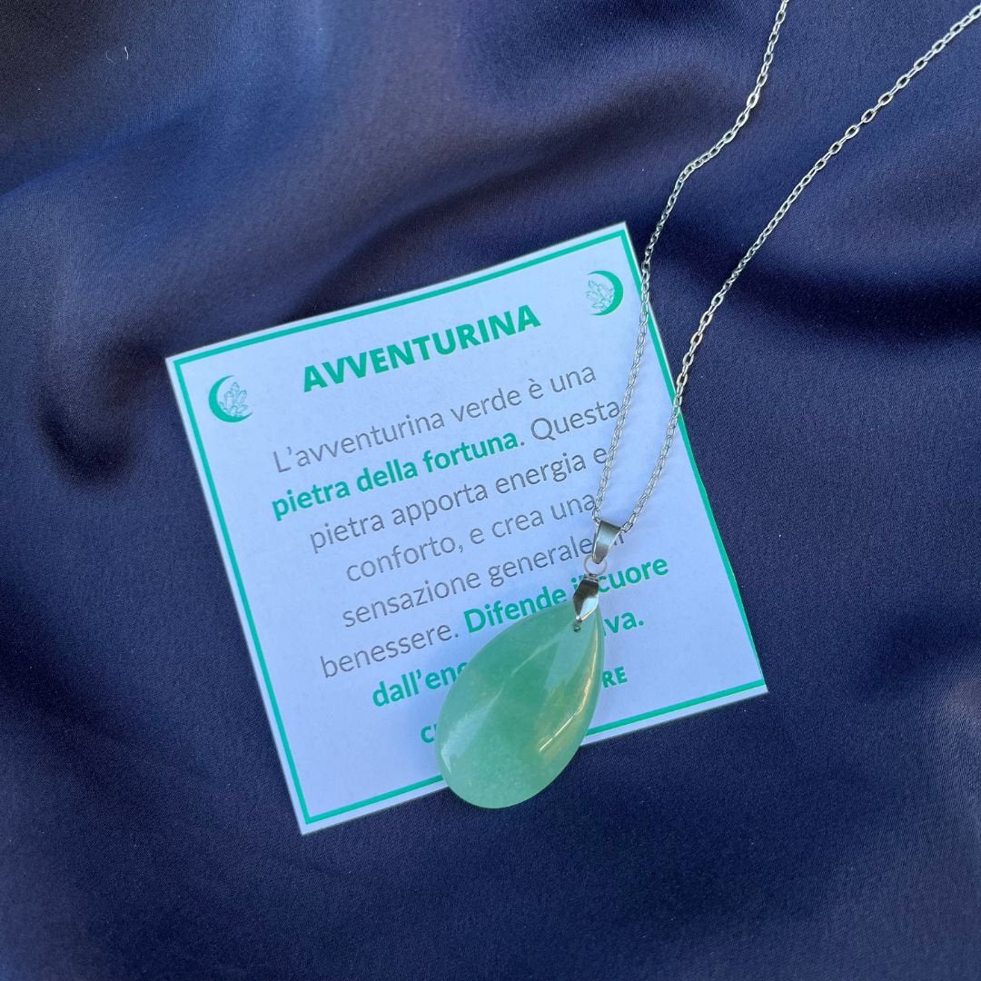 Collana pietra naturale petalo in Avventurina - Zen Home