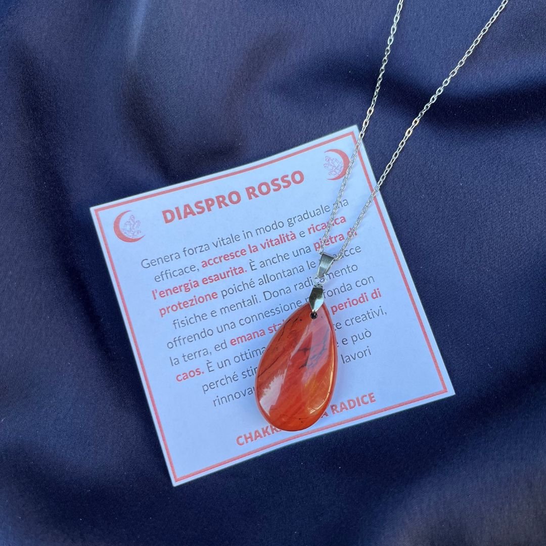 Collana pietra naturale petalo in Diaspro Rosso - Zen Home