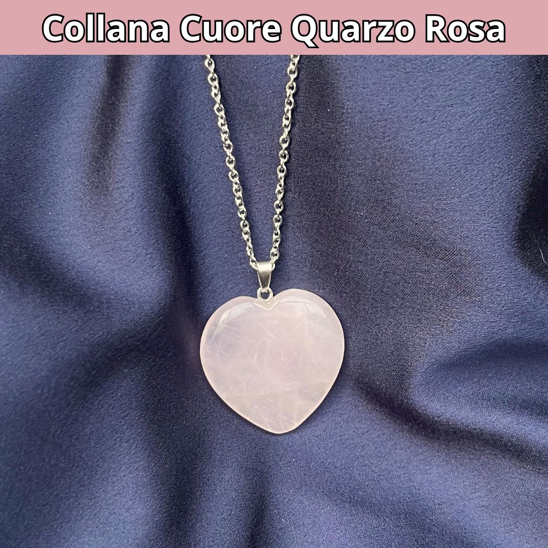 Collana Quarzo Rosa a forma di cuore - Zen Home