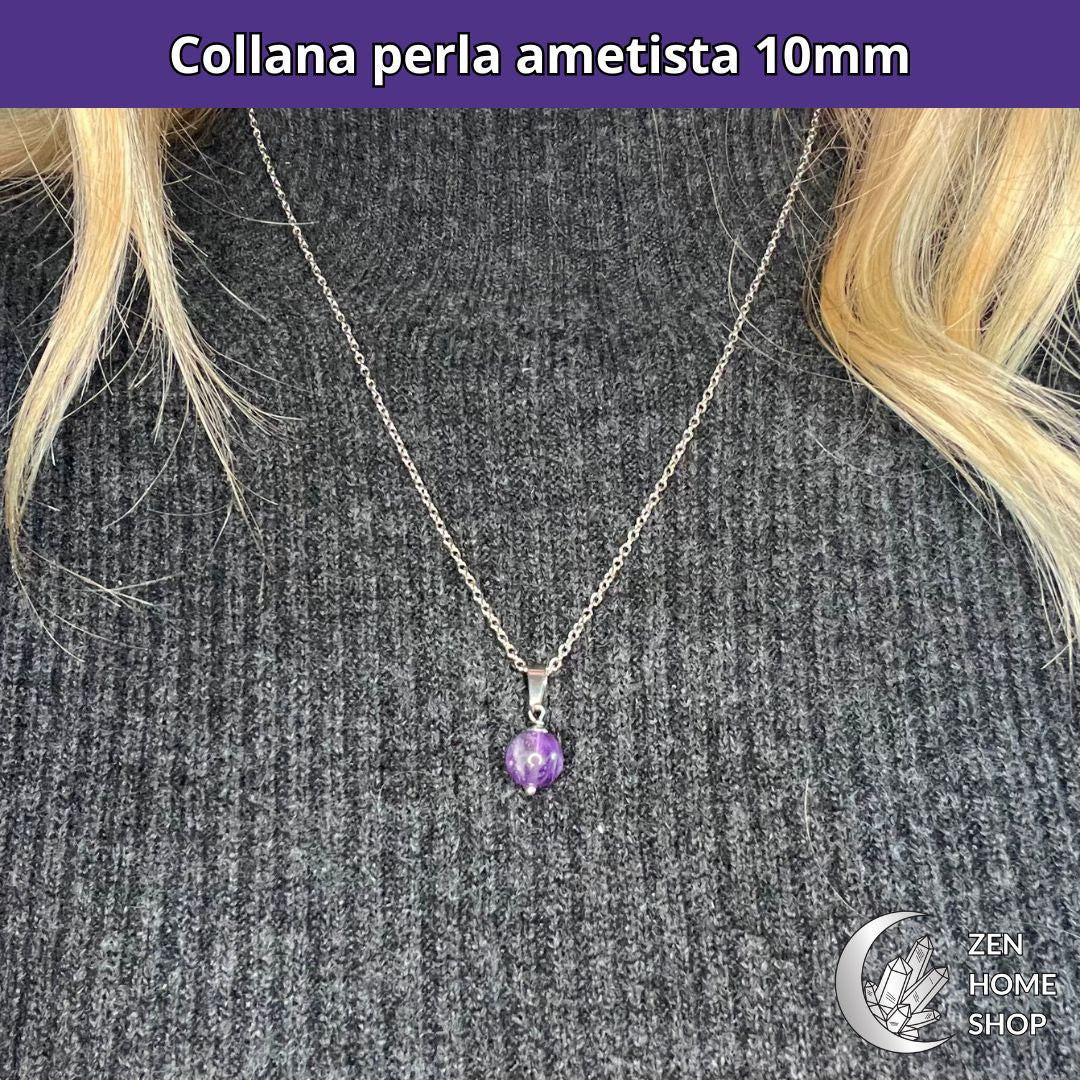 Collana regolabile perla ametista 10mm - Zen Home