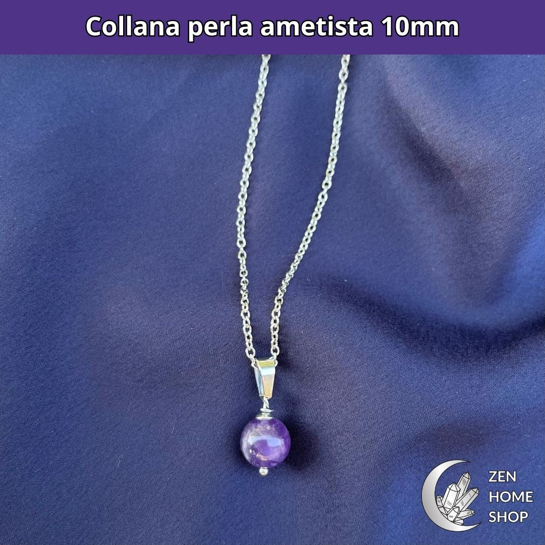 Collana regolabile perla ametista 10mm - Zen Home