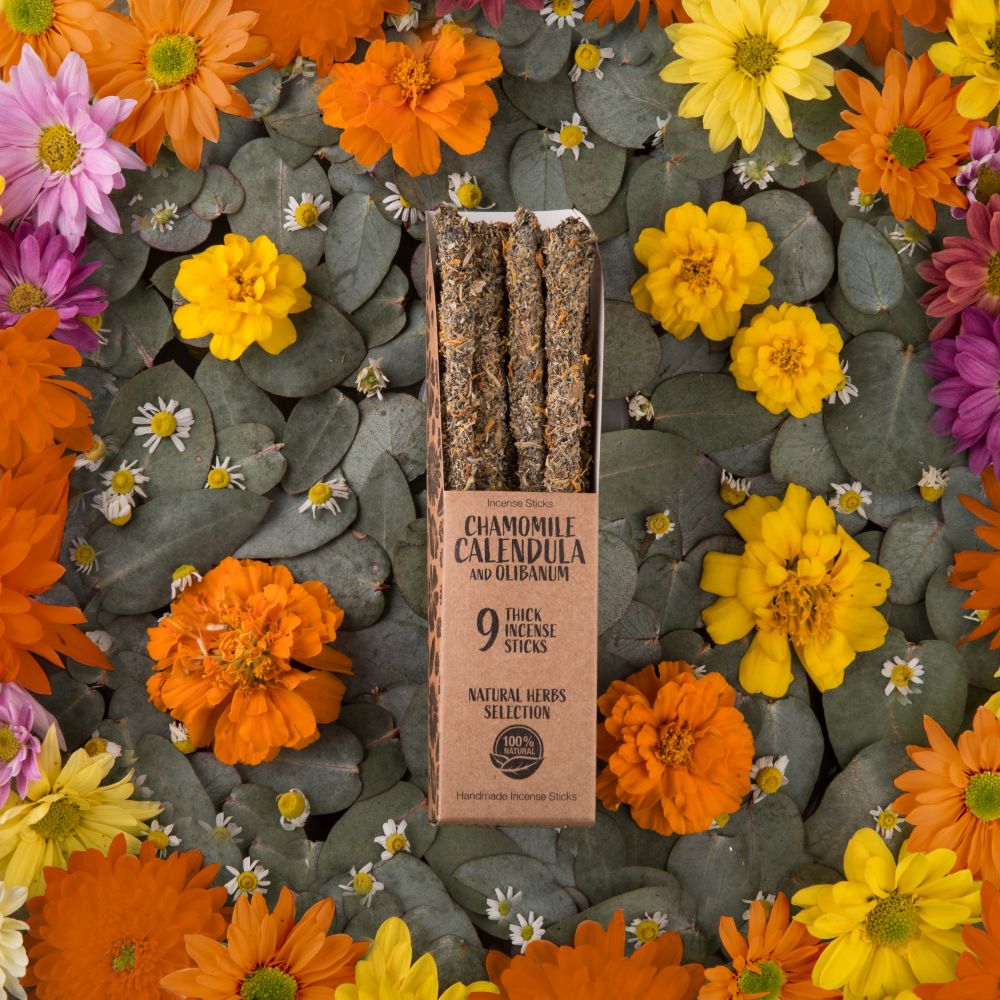 Incenso Calendula, Camomilla e Olibano - Bastoncini d'incenso alle erbe Sagrada Madre - 9pz - Zen Home