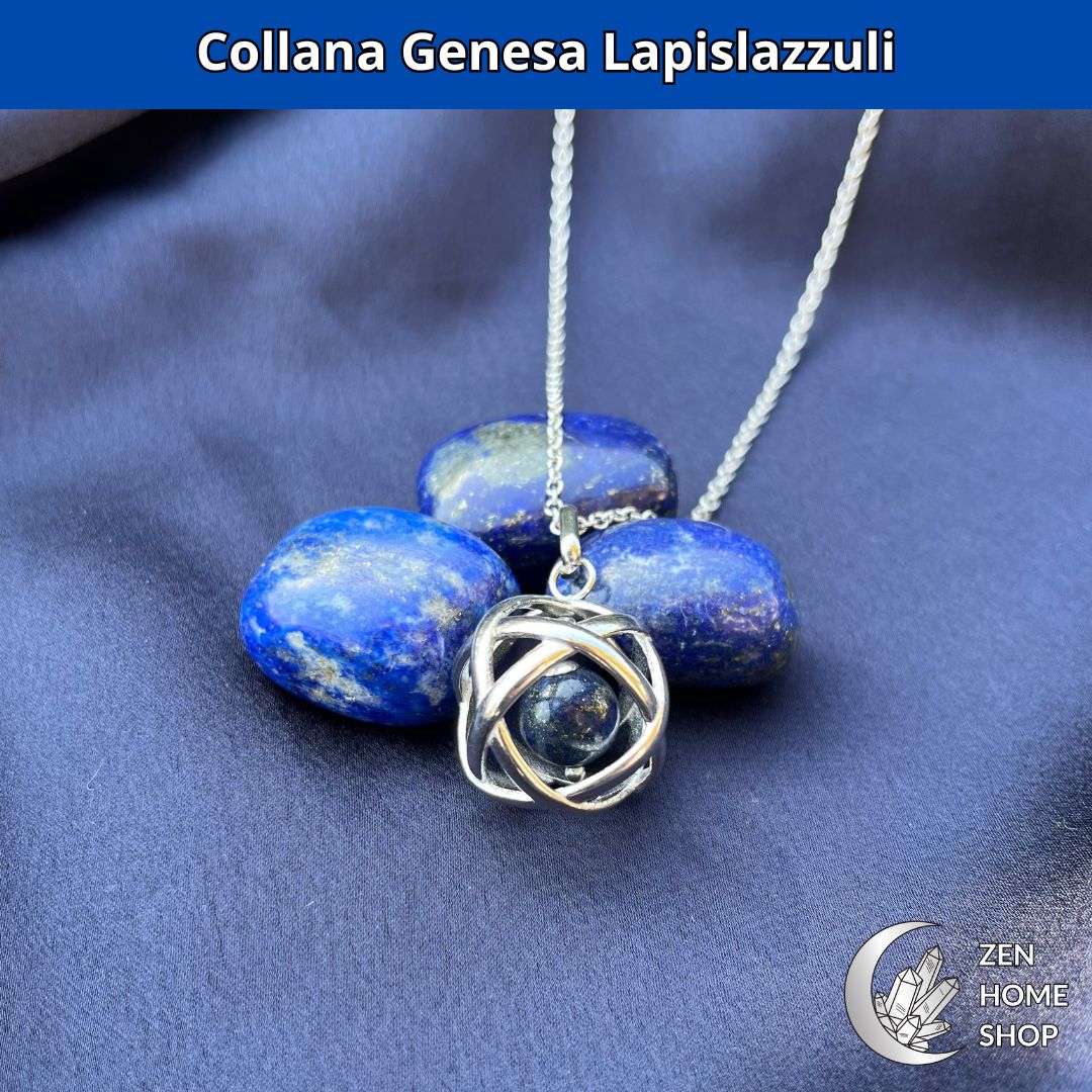 LAPISLAZZULI - Collana Regolabile Ciondolo Genesa in acciaio inossidabile con pietra naturale - Zen Home