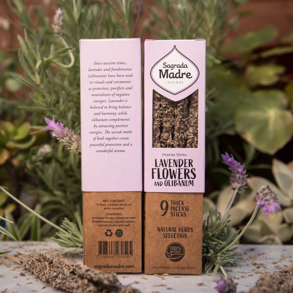 Lavanda e Olibano - Bastoncini d'incenso alle erbe Sagrada Madre - 9pz - Zen Home
