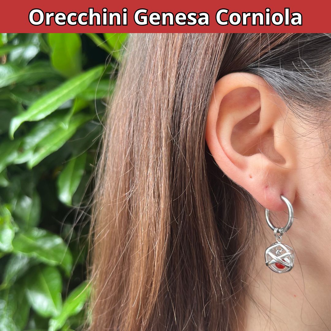 Orecchini Ciondolo Genesa in acciaio inossidabile con pietra naturale Corniola - Zen Home