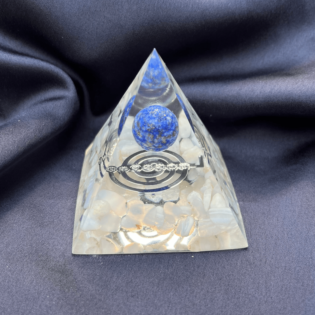 Piramide Orgonite Agata blu lace - Lapislazzuli - Choku rei argento - Zen Home