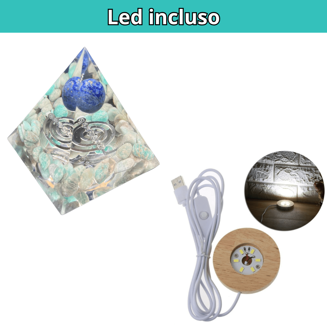 Piramide Orgonite Amazzonite - Lapislazzuli - Choku rei argento - Zen Home