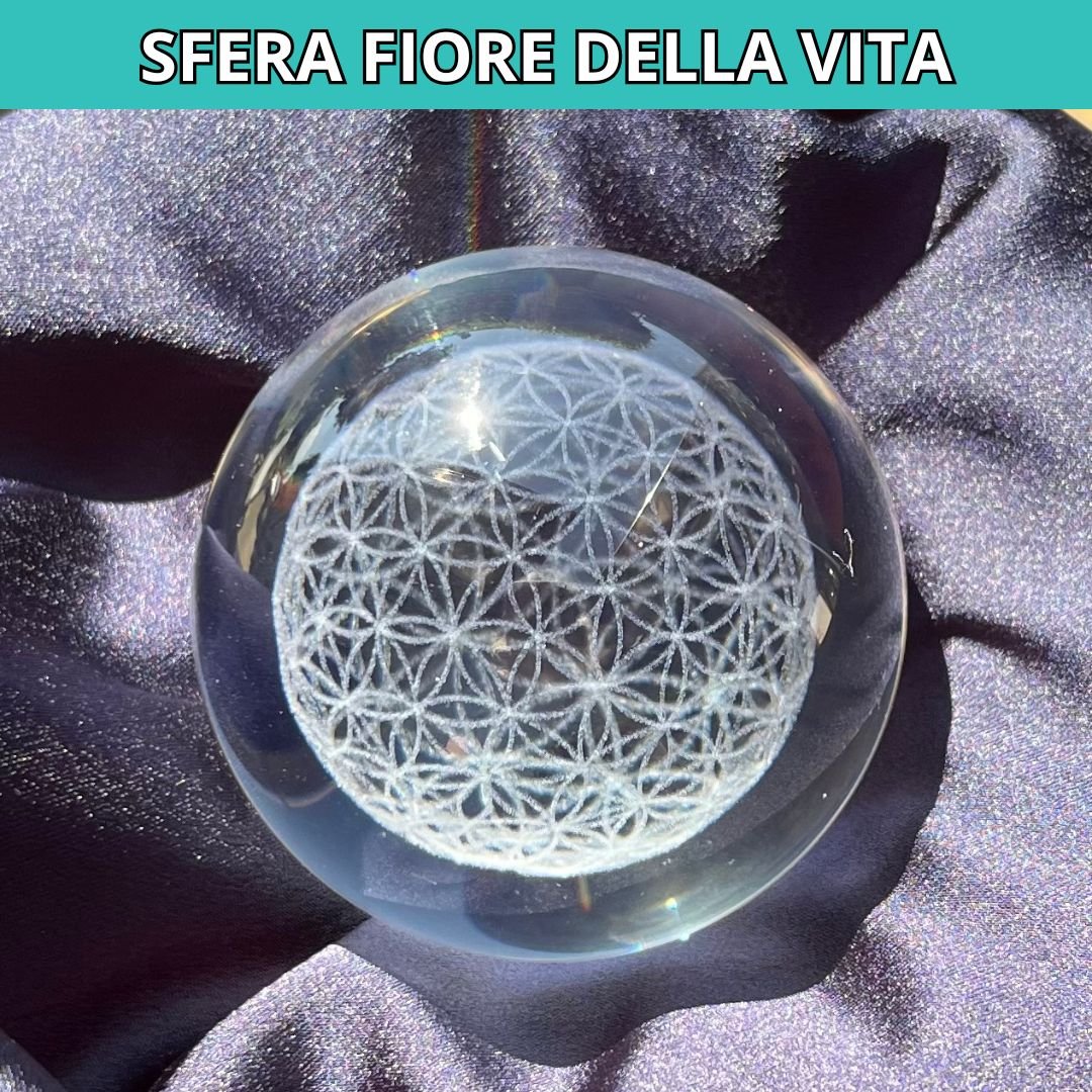 Sfera 3D Fiore della Vita con base led in legno (Led Incluso) - Zen Home