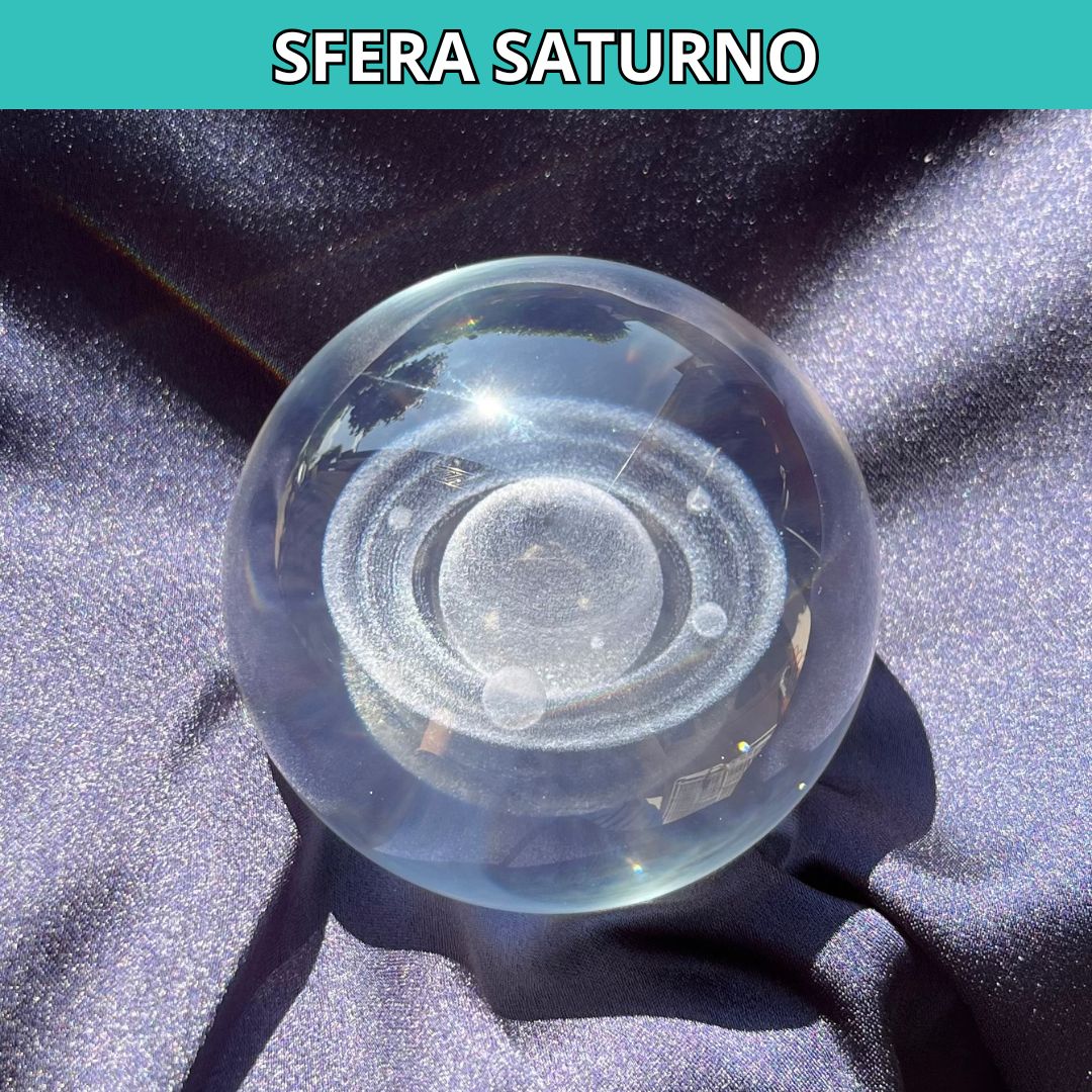 Sfera 3D Saturno con base led in legno - Zen Home