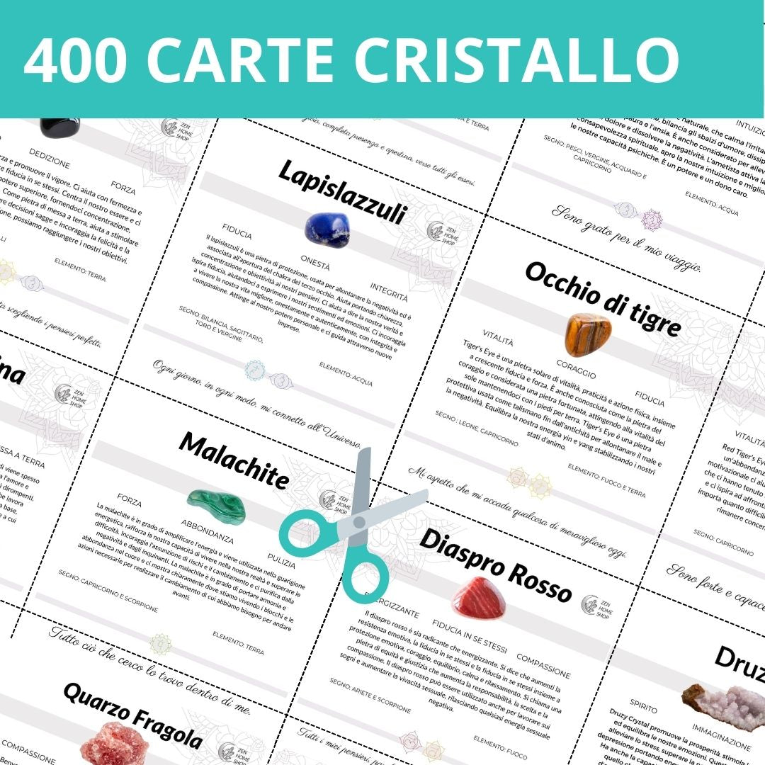 400 carte di cristallo digitale, carte di significato e proprietà di pietre preziose - Zen Home