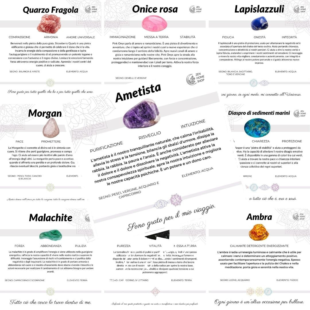 400 carte di cristallo digitale, carte di significato e proprietà di pietre preziose - Zen Home