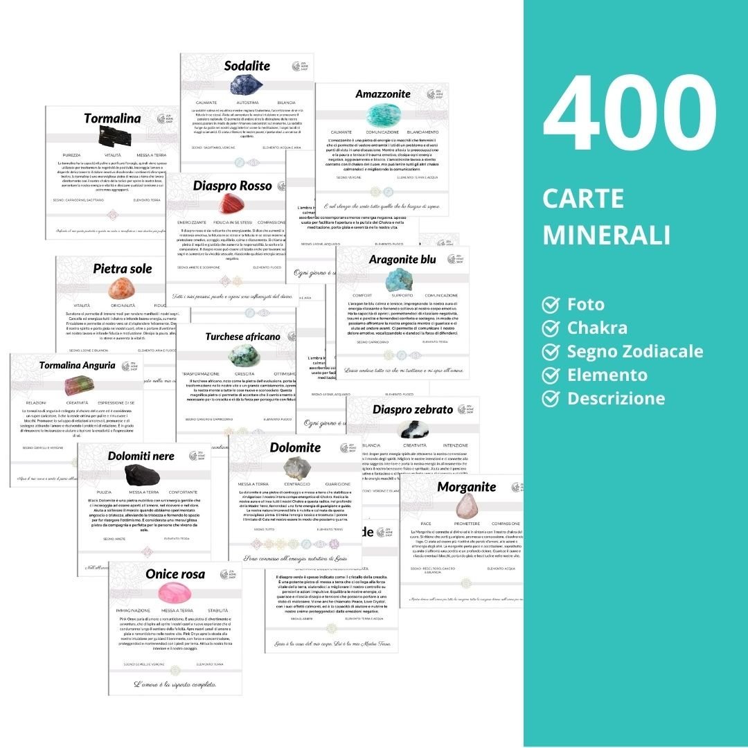 400 carte di cristallo digitale, carte di significato e proprietà di pietre preziose - Zen Home
