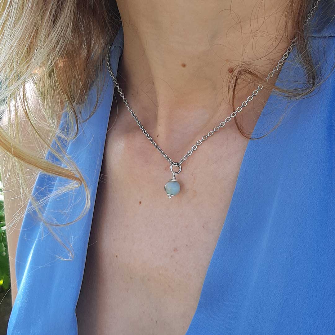 Collana  con pietra naturale amazzonite