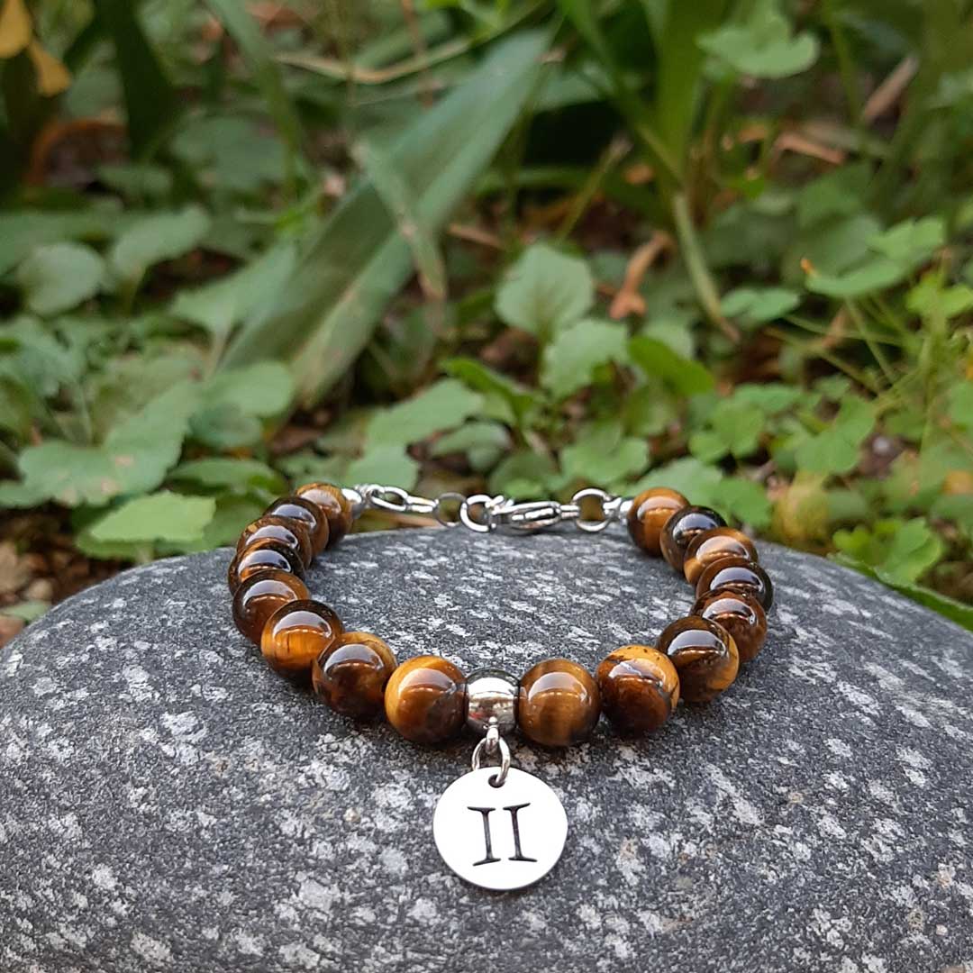 Bracciale Regolabile in acciaio inossidabile con pietra naturale Occhio Di Tigre / Gemelli Zen Home