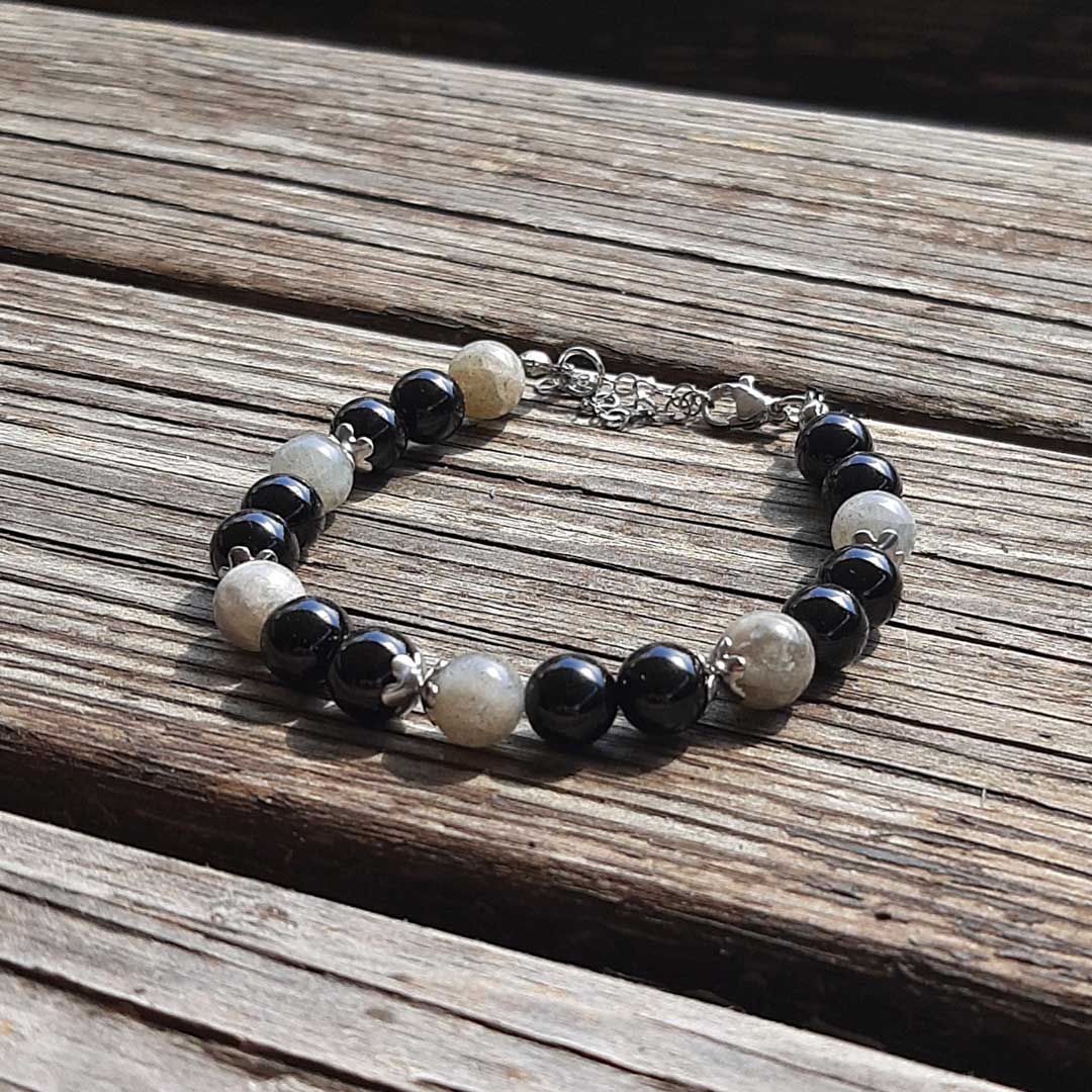 Bracciale Labradorite e Onice Nera