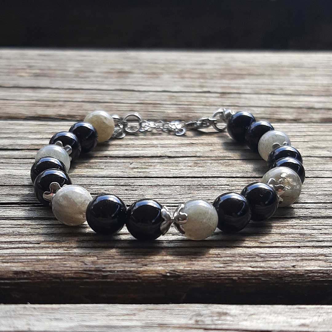 Bracciale Labradorite e Onice Nera