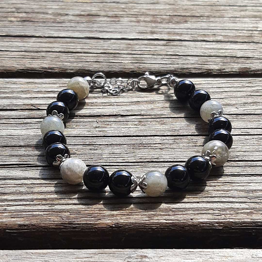 Bracciale Labradorite e Onice Nera