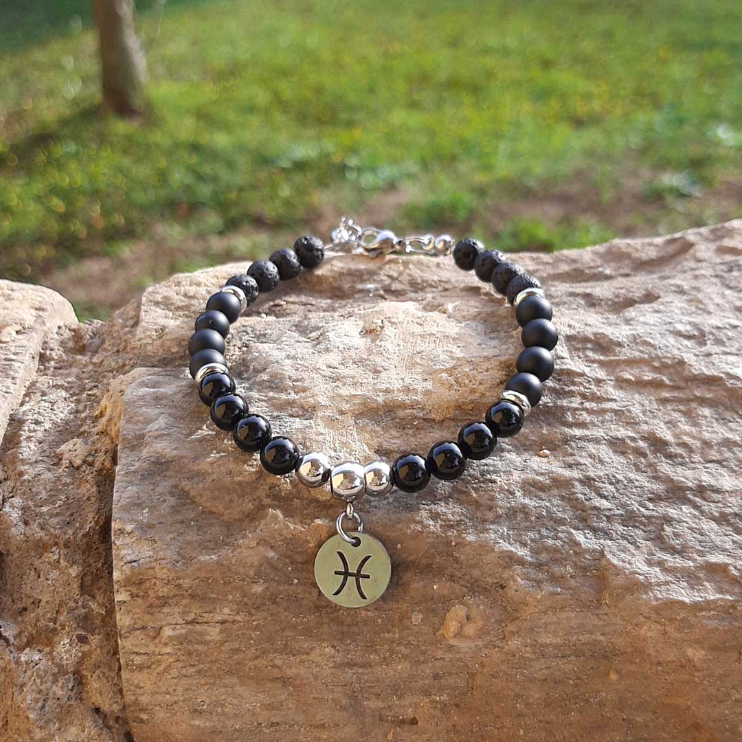 BRACCIALE SEGNI ZODIACALI - Bracciale regolabile in acciaio inossidabile e pietre naturali da 8 mm - Zen Home