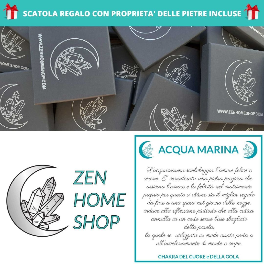 Ciondolo Genesa ACQUAMARINA - Collana Regolabile in acciaio inossidabile con pietra naturale - Zen Home