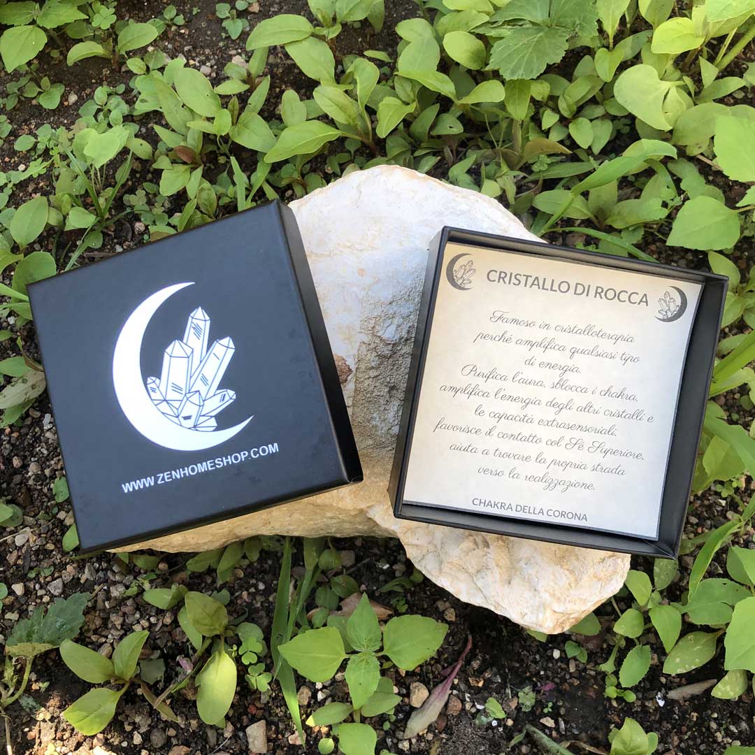 CRISTALLO DI ROCCA - Collana Regolabile Ciondolo Genesa in acciaio placcato colore oro 18K - Zen Home