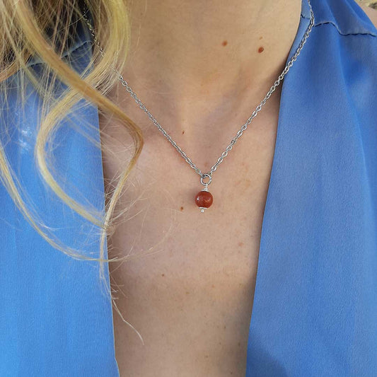 DIASPRO ROSSO - Collana regolabile in acciaio inossidabile free nickel - Zen Home