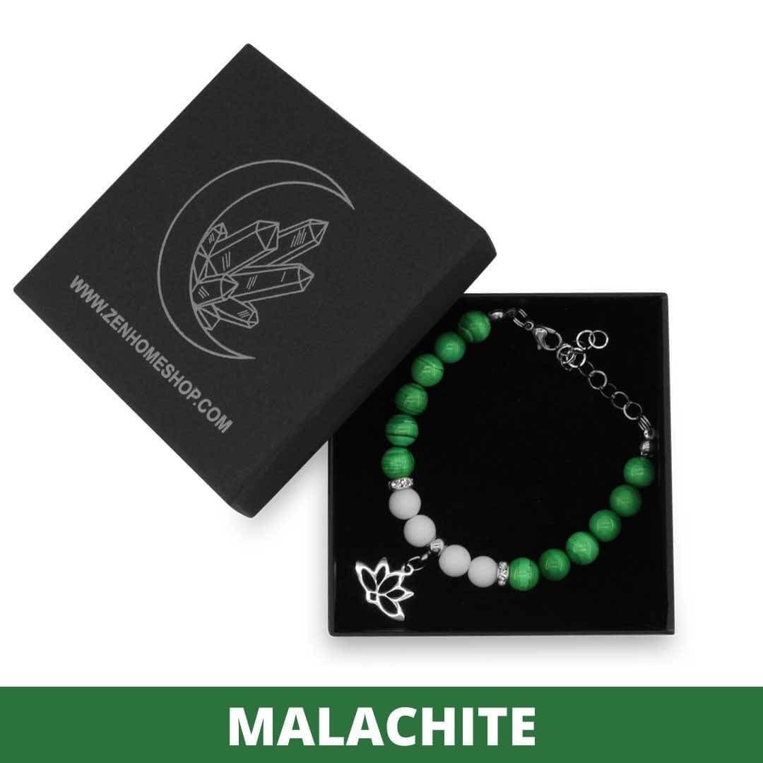 FIORE DI LOTO - Bracciale regolabile con pietre naturali da 8 mm - Zen Home