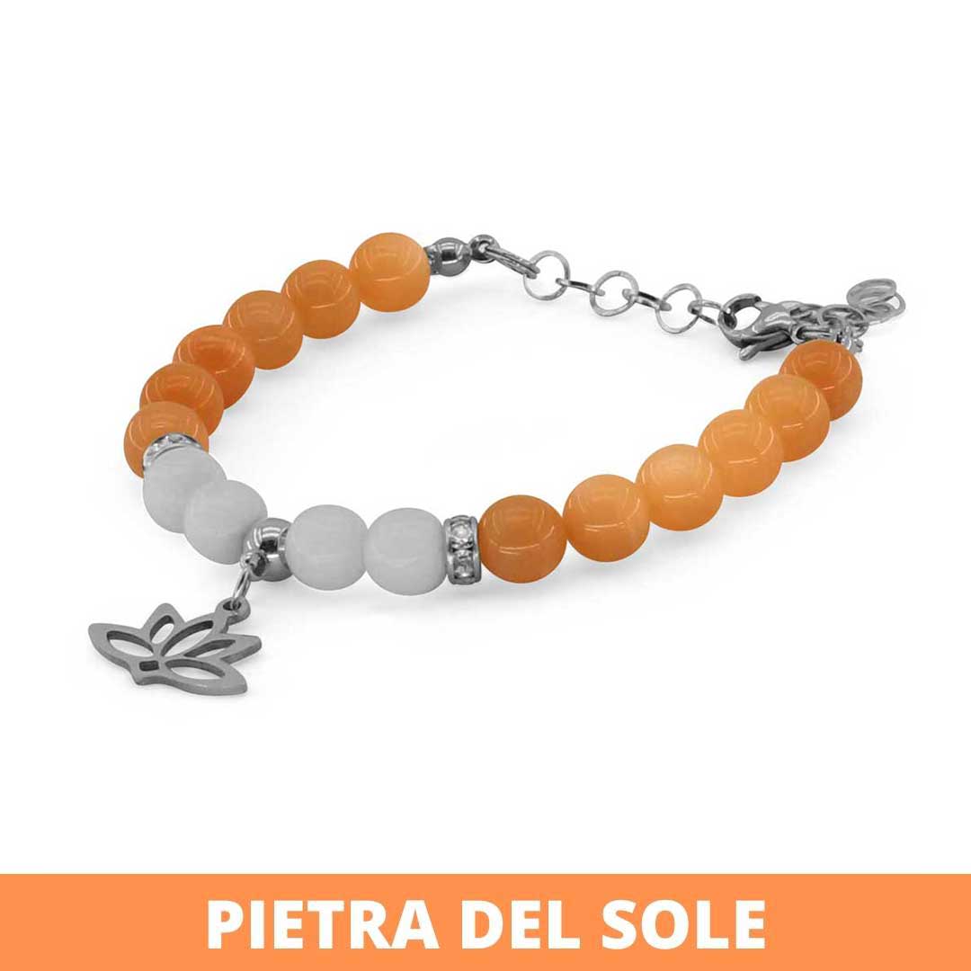 FIORE DI LOTO - Bracciale regolabile con pietre naturali da 8 mm - Zen Home
