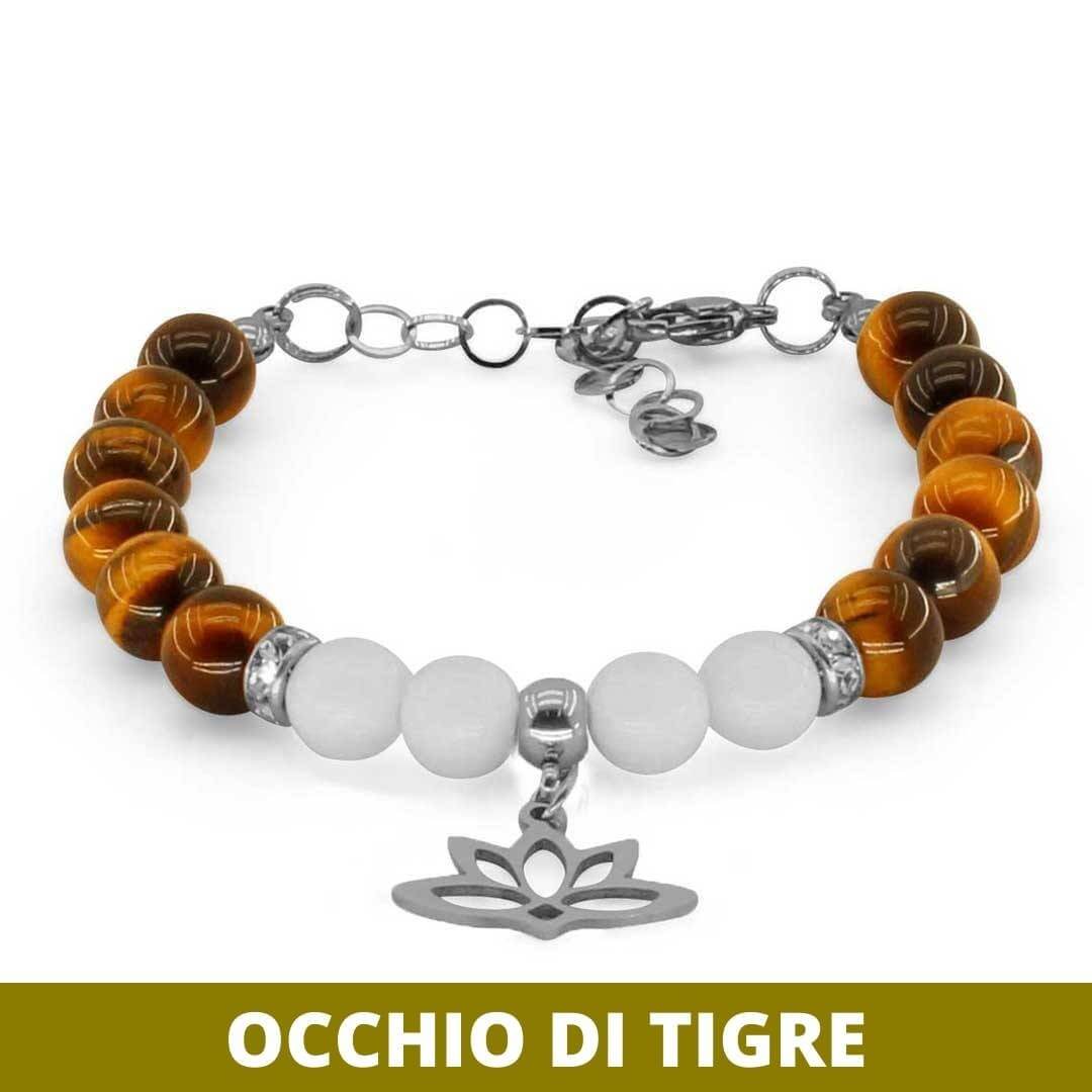 FIORE DI LOTO - Bracciale regolabile con pietre naturali da 8 mm - Zen Home