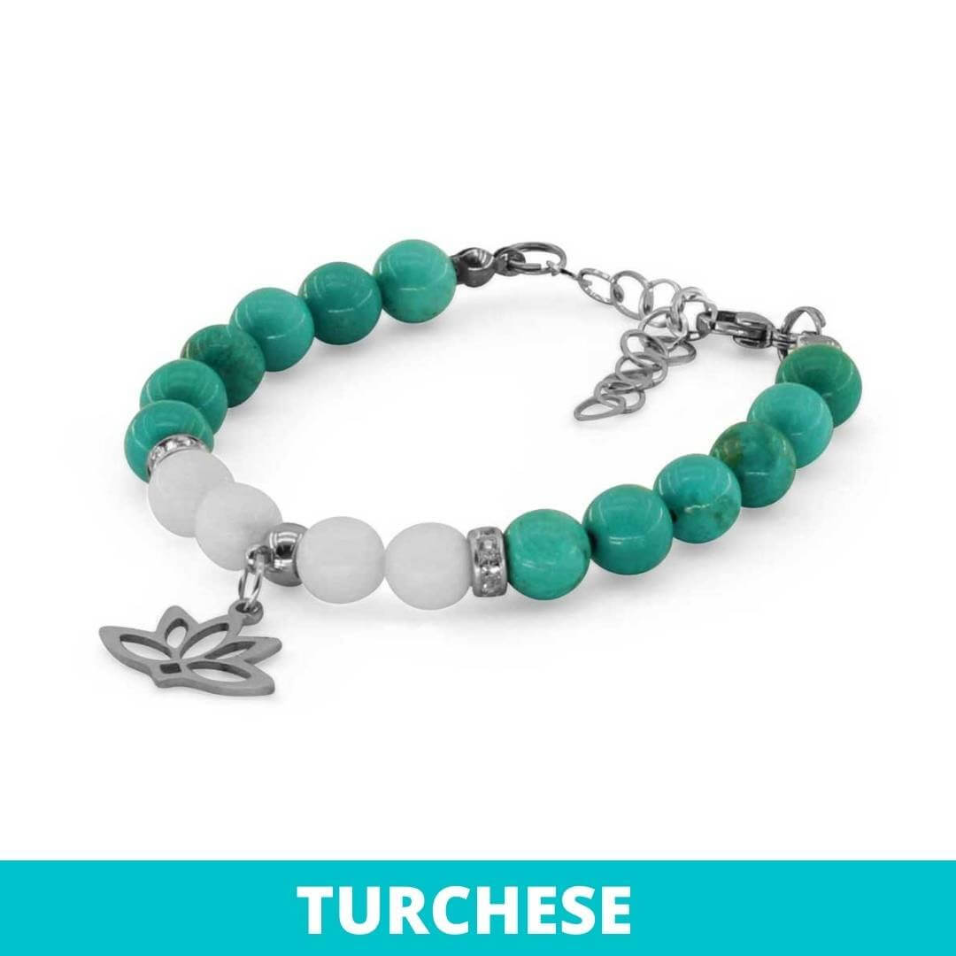 FIORE DI LOTO - Bracciale regolabile con pietre naturali da 8 mm - Zen Home