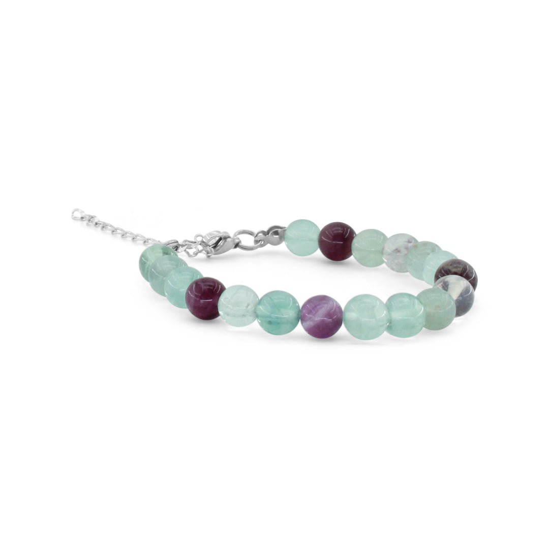 FLUORITE - Bracciale regolabile in acciaio inossidabile e pietre naturali da 8 mm - Zen Home