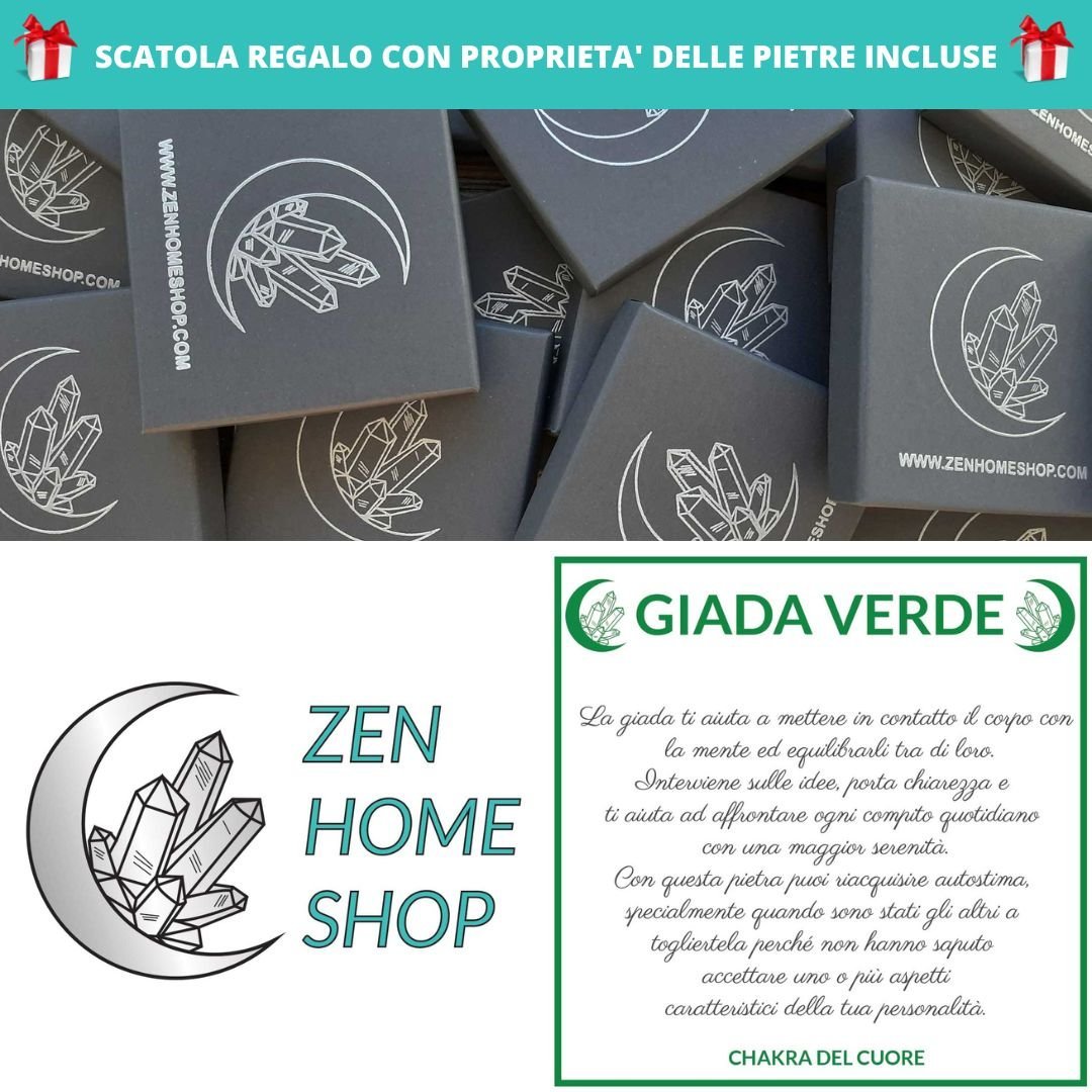 GIADA VERDE - Bracciale regolabile in acciaio oro e pietre naturali da 8 mm - Zen Home