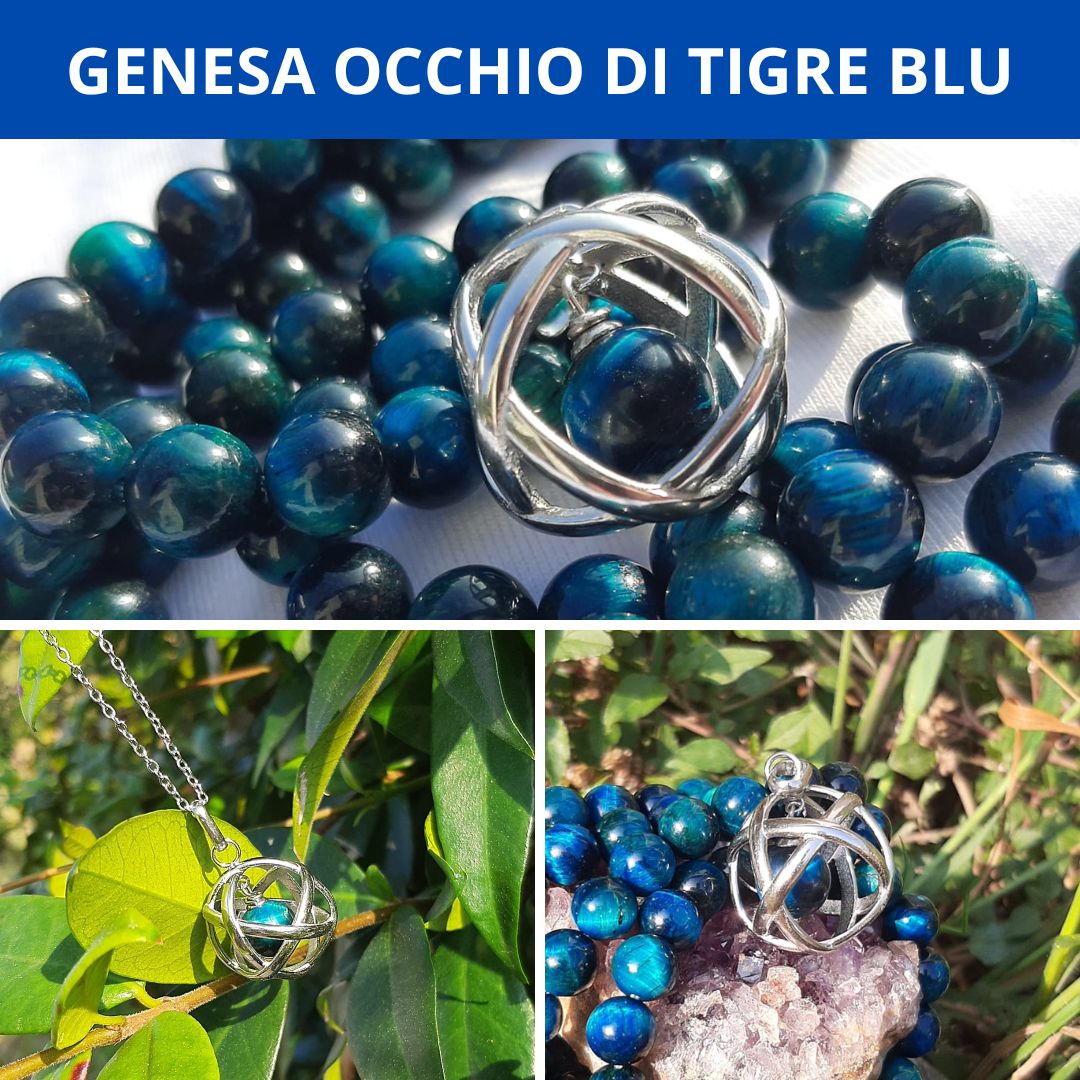 OCCHIO DI TIGRE BLU - Ciondolo Genesa in acciaio inossidabile - Zen Home