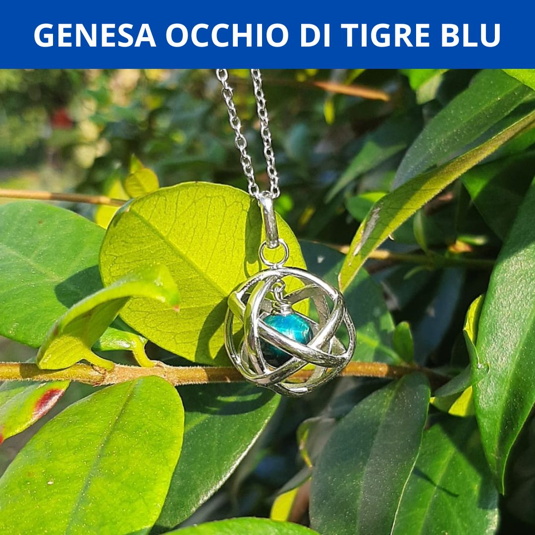 OCCHIO DI TIGRE BLU - Ciondolo Genesa in acciaio inossidabile - Zen Home