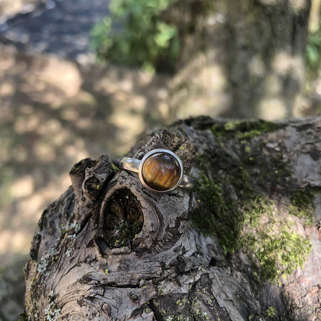 OCCHIO DI TIGRE ORO - Anello Regolabile in acciaio inossidabile free nickel da 8 mm - Zen Home