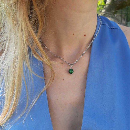OCCHIO DI TIGRE VERDE - Collana regolabile in acciaio inossidabile free nickel - Zen Home