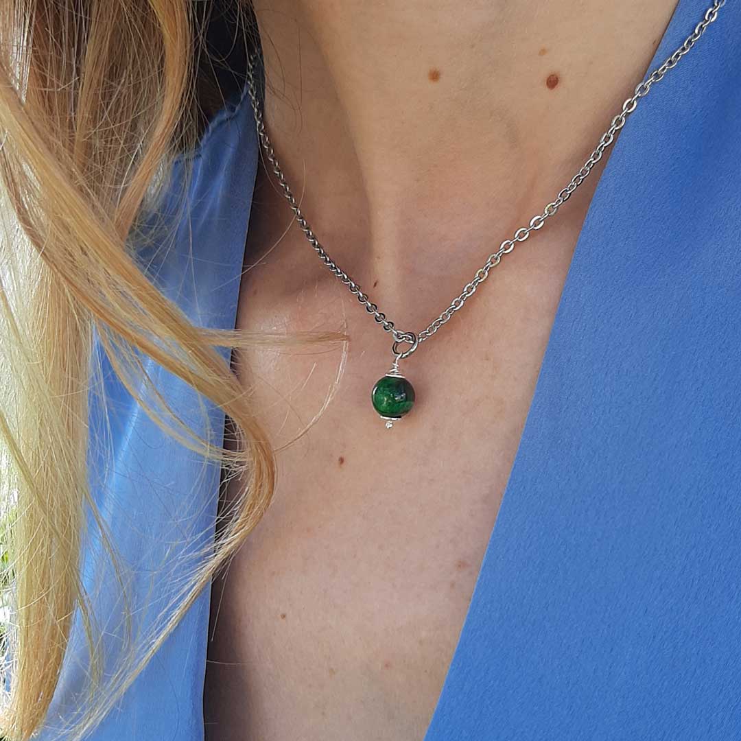 OCCHIO DI TIGRE VERDE - Collana regolabile in acciaio inossidabile free nickel - Zen Home