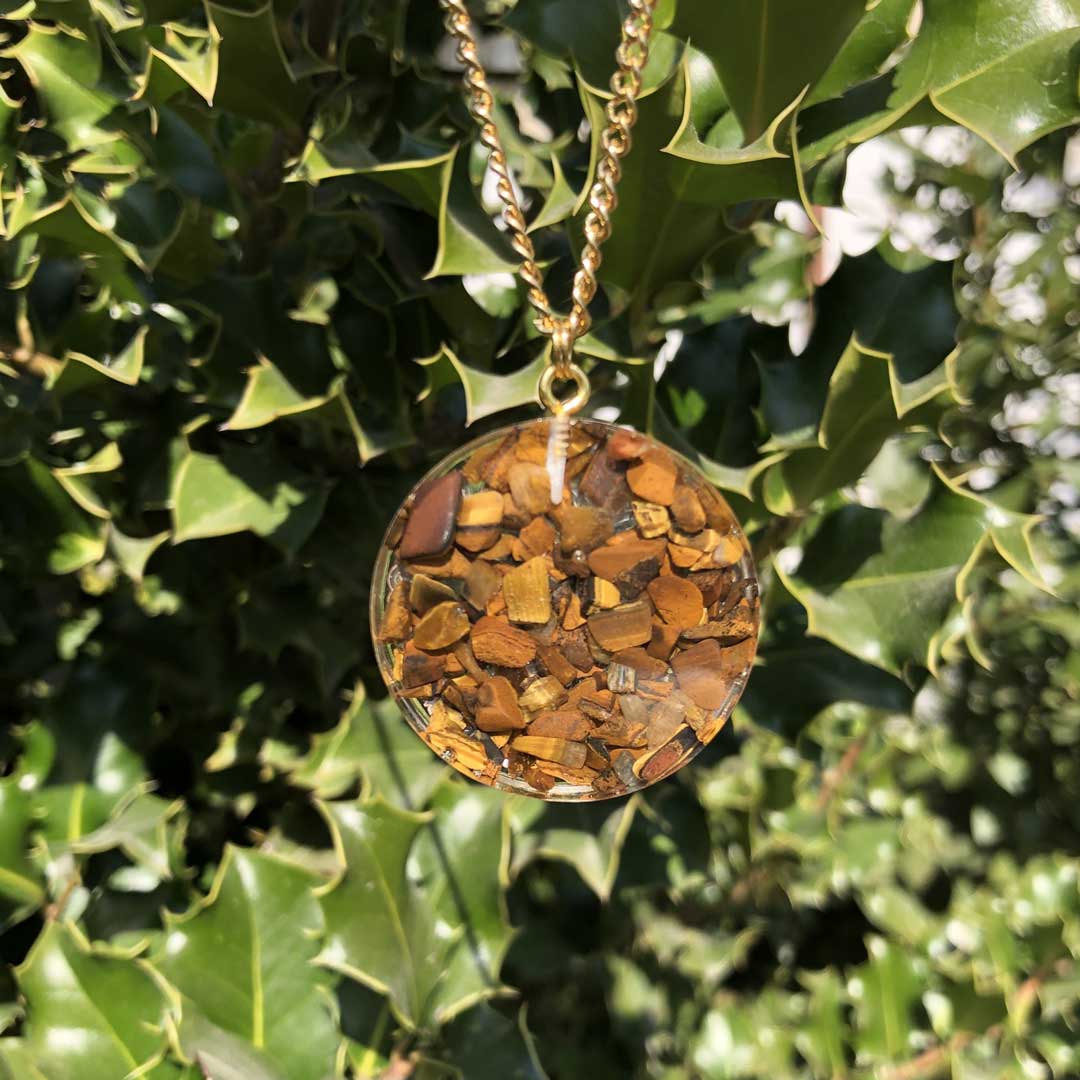 Orgonite con pietra naturale occhio di tigre e albero della vita - Zen Home