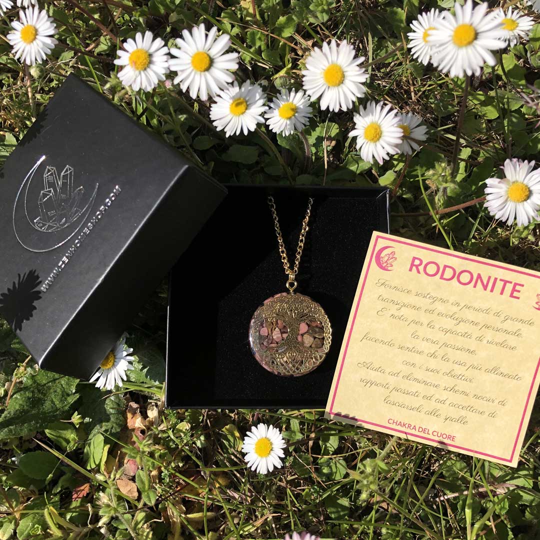 Orgonite con pietra naturale Rodonite e albero della vita - Zen Home