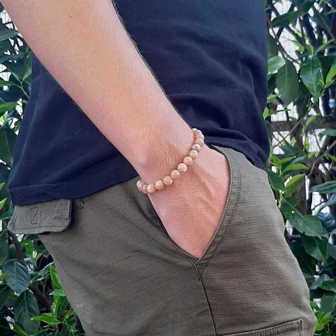 PIETRA DEL SOLE - Bracciale regolabile in acciaio inossidabile e pietre naturali da 8 mm - Zen Home